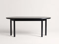 Tavolino Da Caffè 130×70×48 cm - legno nero carbone - piano ovale con quattro gambe cilindriche per Soggiorno