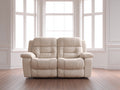Divano 178×100×106 cm - pelle beige champagne - due posti relax con schienali ergonomici per soggiorno