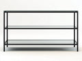 Console 120×36×80 cm - acciaio nero e vetro grigio - struttura aperta a tre livelli per Camera Da Letto
