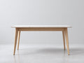 Console 130×40×76 cm - marmo bianco e rovere chiaro - piano aperto in stile scandinavo per camera da letto