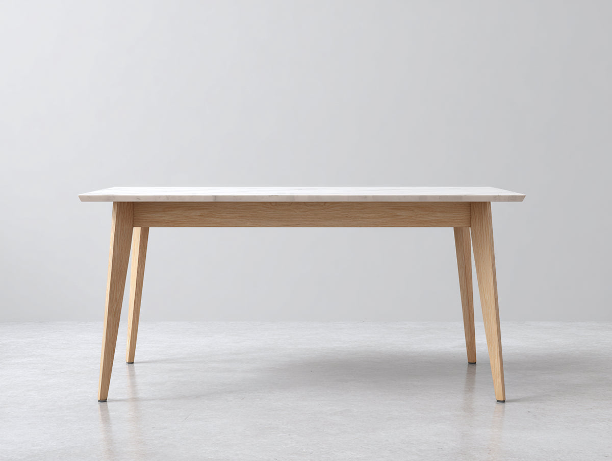 Console 130×40×76 cm - marmo bianco e rovere chiaro - piano aperto in stile scandinavo per camera da letto