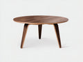Tavolino Da Caffè 95×95×43 cm - legno color noce - piano rotondo con tre sostegni curvi per Soggiorno