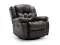 Poltrona 94×100×106 cm - pelle testa di moro e base nera - reclinabile oscillante con poggiagambe per soggiorno