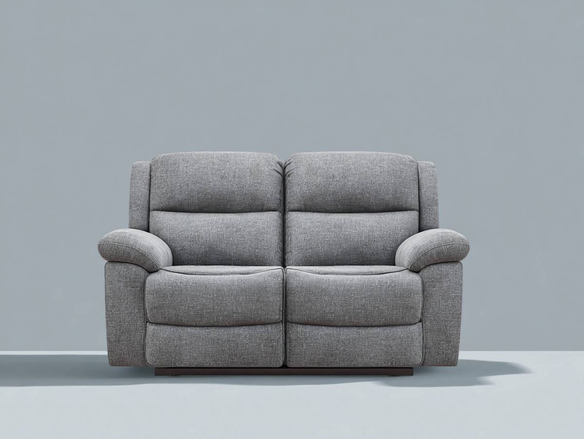 Divano 168×96×104 cm - tessuto grigio medio - due posti reclinabili con poggiapiedi integrati per soggiorno