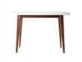 Console 110×35×76 cm - piano bianco e legno noce scuro - struttura minimalista per camera da letto