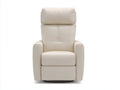Poltrona 76×91×112 cm - pelle bianco crema e base circolare nera - girevole reclinabile con poggiatesta alto per soggiorno