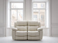 Divano 169×96×101 cm - pelle bianco avorio - compatto a due posti con poggiagambe reclinabili per soggiorno