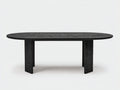 Tavolino da caffè 120×60×42 cm - legno nero - piano ovale con gambe a pannello per soggiorno