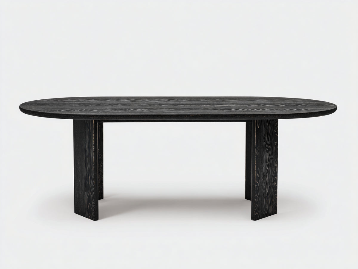 Tavolino da caffè 120×60×42 cm - legno nero - piano ovale con gambe a pannello per soggiorno