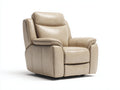 Poltrona 93×101×105 cm - pelle beige sabbia e base nera - reclinabile elettrica con seduta ampia per soggiorno