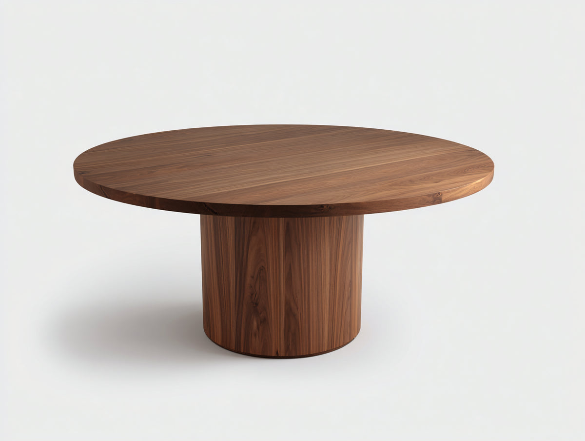 Tavolino Da Caffè 100×100×45 cm - legno color noce naturale - piano rotondo con base cilindrica per Soggiorno