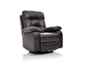 Poltrona 89×96×109 cm - pelle nero moka e base circolare nera - reclinabile girevole con comando laterale per soggiorno