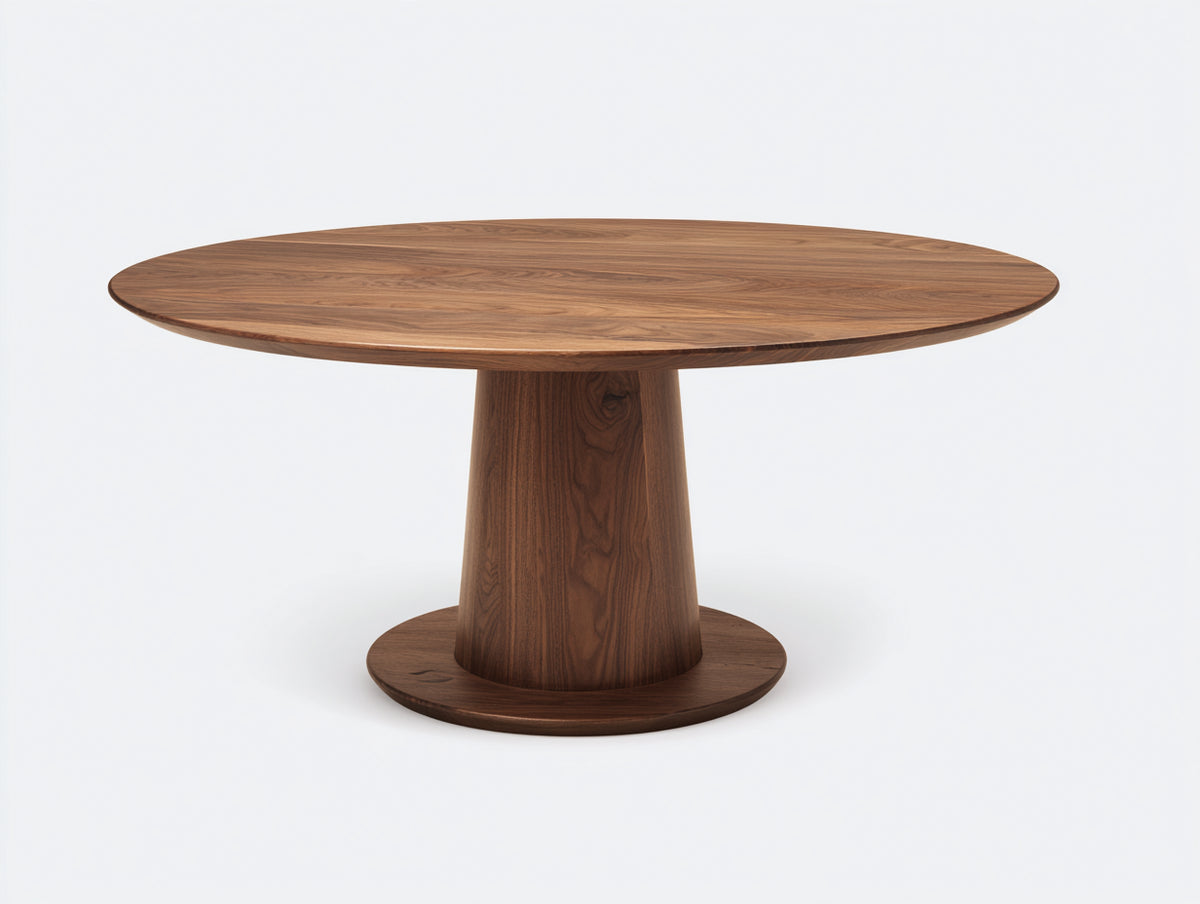 Tavolino da caffè Ø100×43 cm - legno color noce - piano rotondo con base centrale per soggiorno